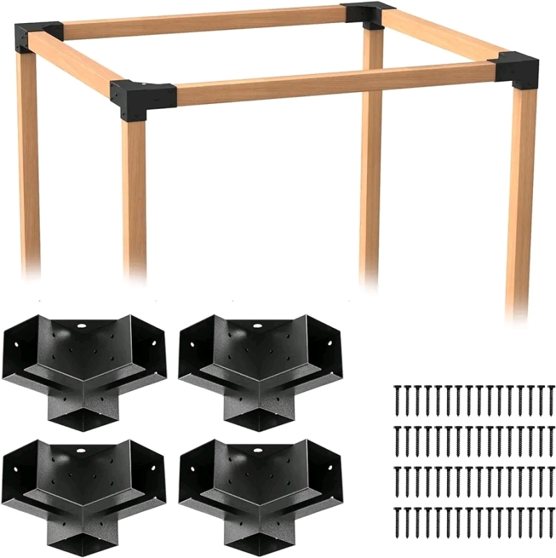 ORIGLE Pergola Kit, 4x4 Pergola Brackets, 4pc. Set, Pergola 3-Way Right Angle . New