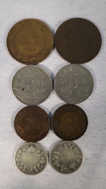 1913-1935 Canadian King George V Coins - Some Silver