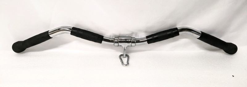 30-INCH Deluxe Heavy Duty Solid Curl Bar Revolving Hanger Home Gym Cable Attachments Training with Rubber Handgrips