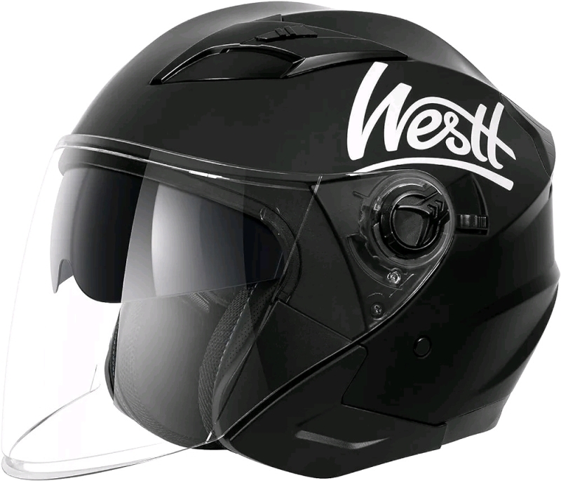 New WESTT Adult Motorcycle Helmet (Size Large 59-60cm) BLD-708 Open Face Helmet with Dual Sun Visor