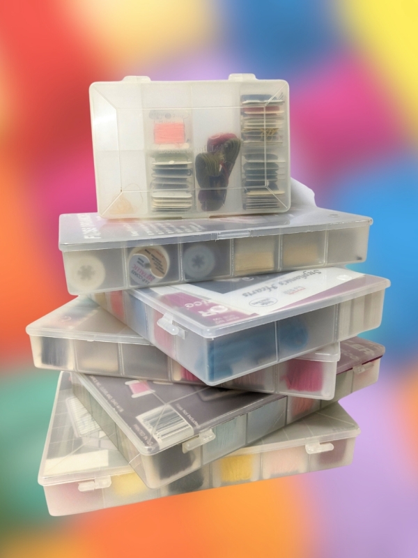 6 Organizers Full of Vintage Embroidery Floss & Crossstitch Thread