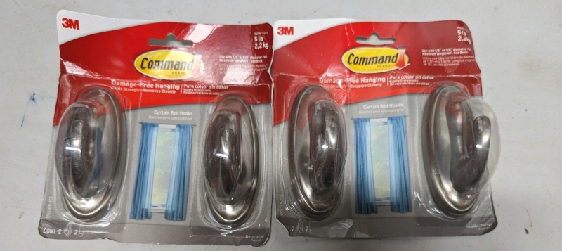 2 3M Command Curtain Rod 2 Packs.