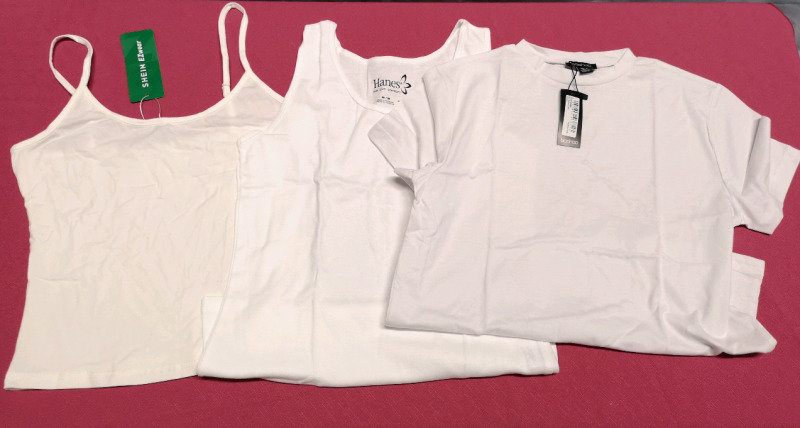 3 New Ladies White Tops sz Sm & Med