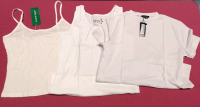 3 New Ladies White Tops sz Sm & Med