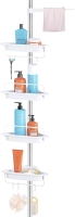 New - HomeHelper 4-Tier Tension Corner Shower Caddy . 4.7ft to 9.3ft tall