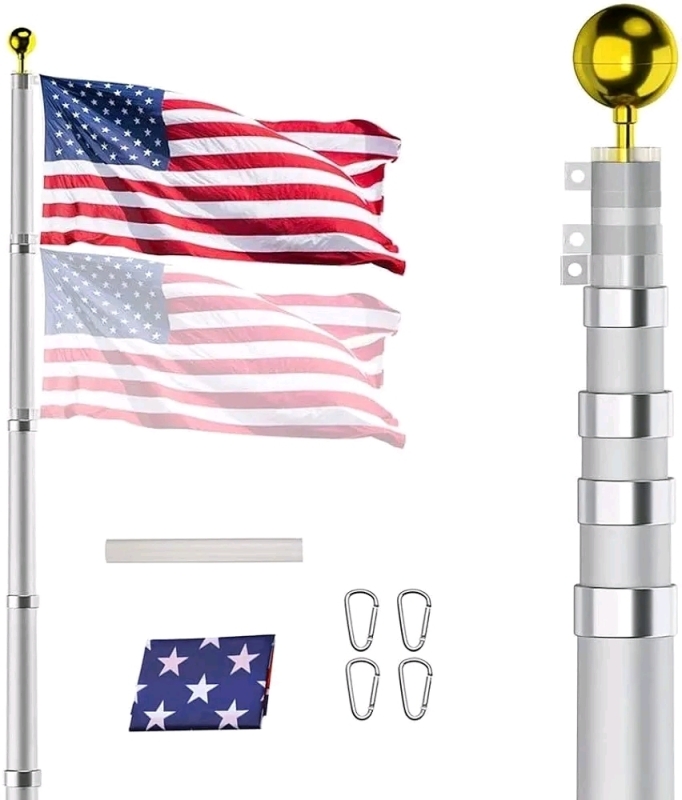 SENZHIYI 30FT Telescoping Flag Pole Kit with American Flag