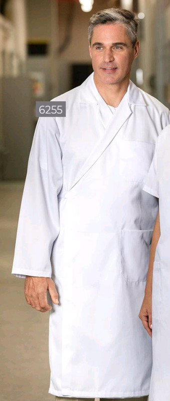 New Two Men's Wrap Around Lab Coats Size Medium
