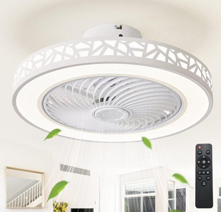 JUTIFAN Ceiling Fan with Lights Remote Control 20" Modern with 3 Color Changing Bladeless Ceiling Fan