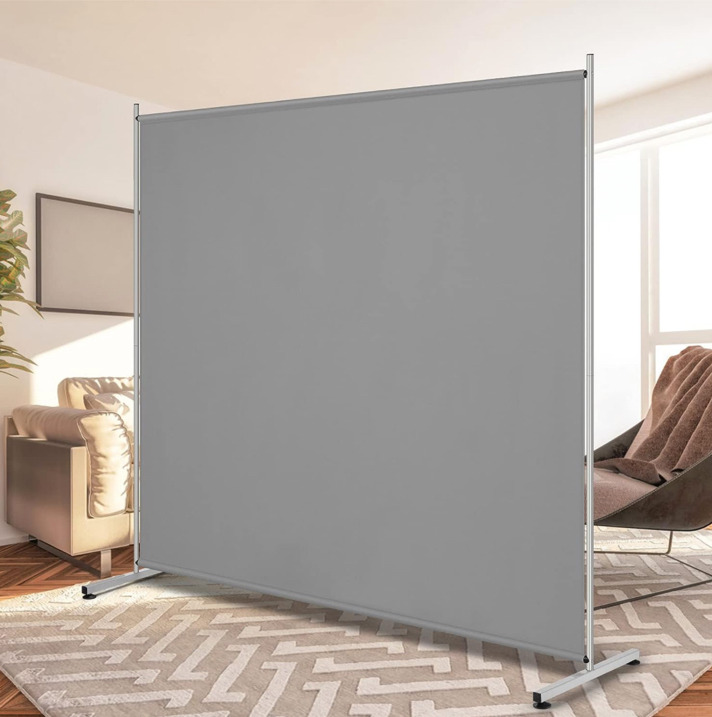 Single Large Panel Room Divider Freestanding Grey