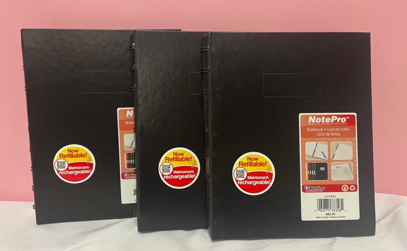 NEW 3 NotePro Refillable 192 Page Notebooks