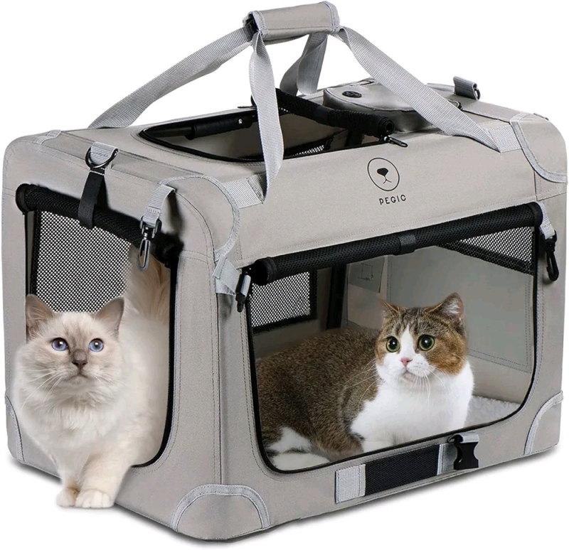 New PEGIC Extra Large Cat Carrier for 2 Cats, Portable Soft Sided Large Pet Carrier for Traveling, Indoor and Outdoor Uses, 24"&times;16"&times;16"