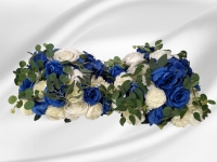New Flower Ball Arrangements Bouquet - 2 Pcs 13.8 inch Diam Royal Blue & White Fake Flowers Roses Balls for Centerpieces Tables