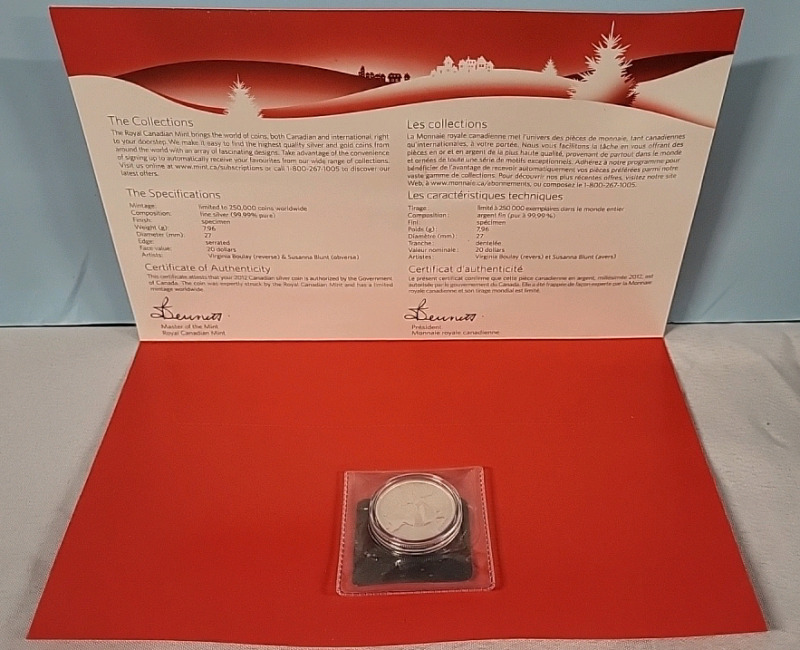 2012 Canadian Fine Silver $20 Coin - Happy Holidays