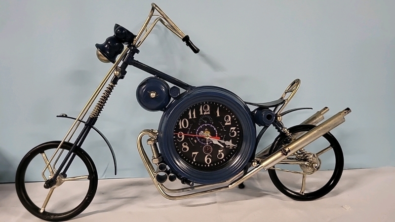 Metal Art Motorcycle Clock - 21" Long