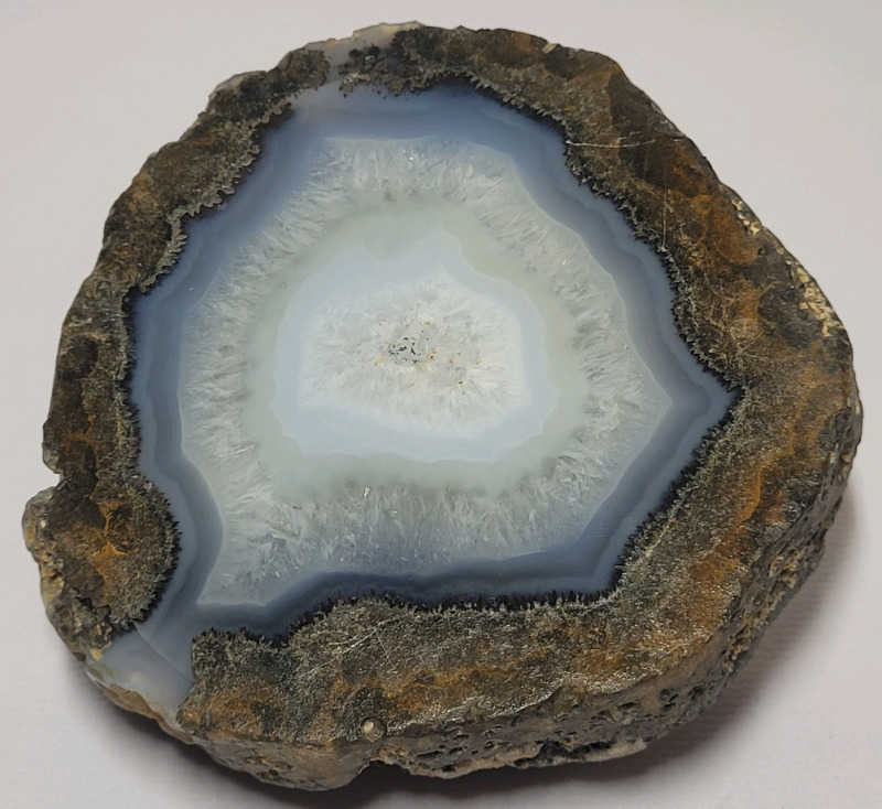 Vintage Geode Half Cut Rock Display Agate , measures 3.5" diameter