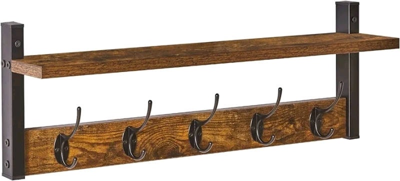 New - YMYNY Coat Rack Shelf Wall Mounted with 5 Coat Hooks , 23.6" long