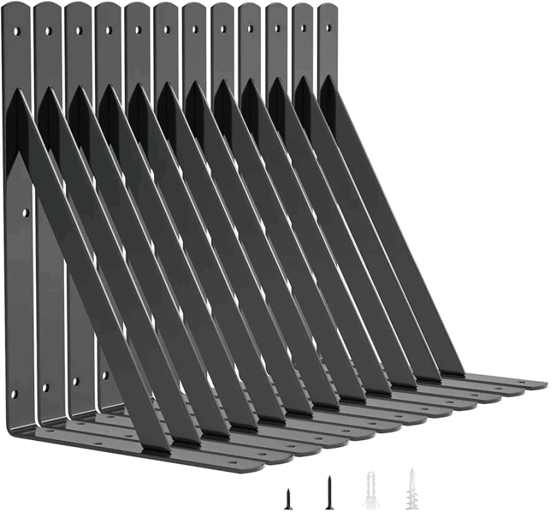 New - LuckIn 12-Pack 18" Heavy Duty Shelf Bracket with Mounting Hardware
