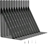 New - LuckIn 12-Pack 18" Heavy Duty Shelf Bracket with Mounting Hardware