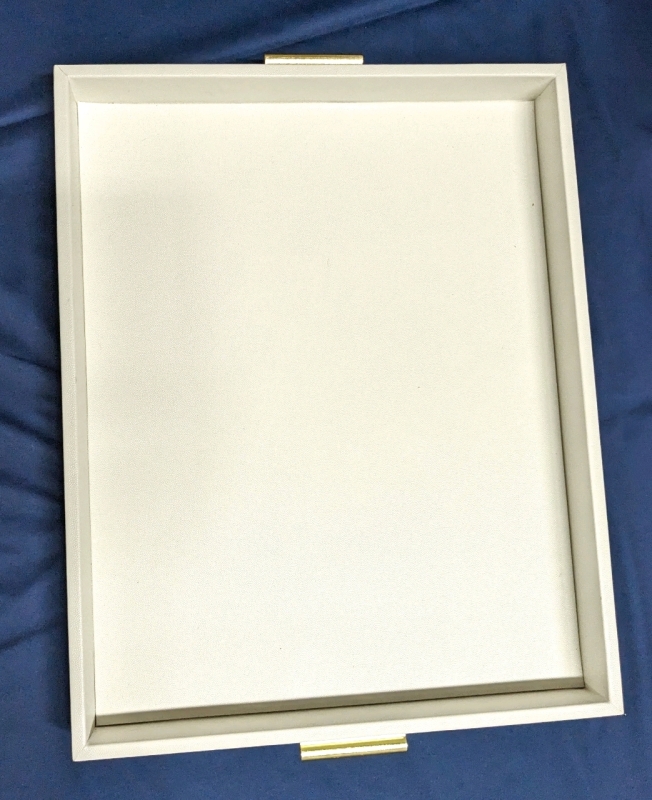 Large Pebbled Leather-Like Tray with Gold Tone Handles