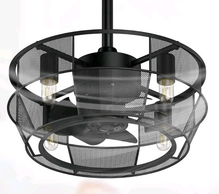 Alescu 18'' Caged Ceiling Fan with Lights . Returned Item , Untested