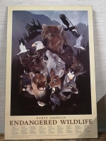 Large Plaque Board North American Endangered Wildlife Picture