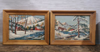 2 Vintage Framed Paintings - Winter Scenes