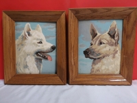 2 Vintage Framed Paintings - Dogs
