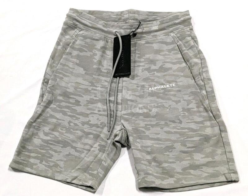 New ALPHALETE Essential Shorts Size Small (Silver Camo)