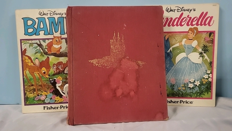 3 Vintage Disney Books - Bambi , Cinderella +
