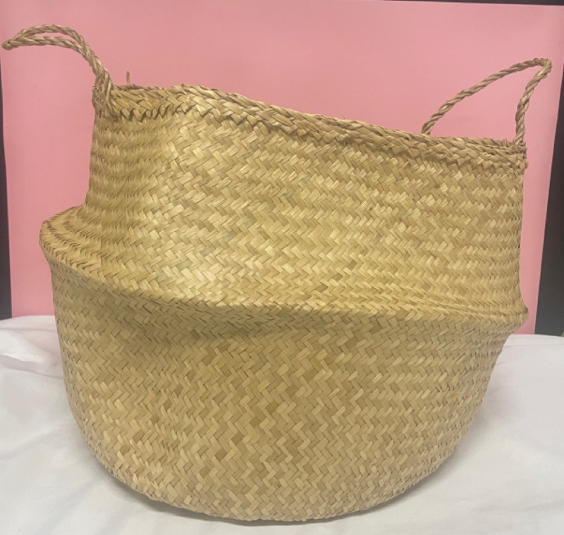 Decorative large straw weave basket