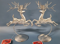 2 Reindeer Candle Holders - 10" Tall