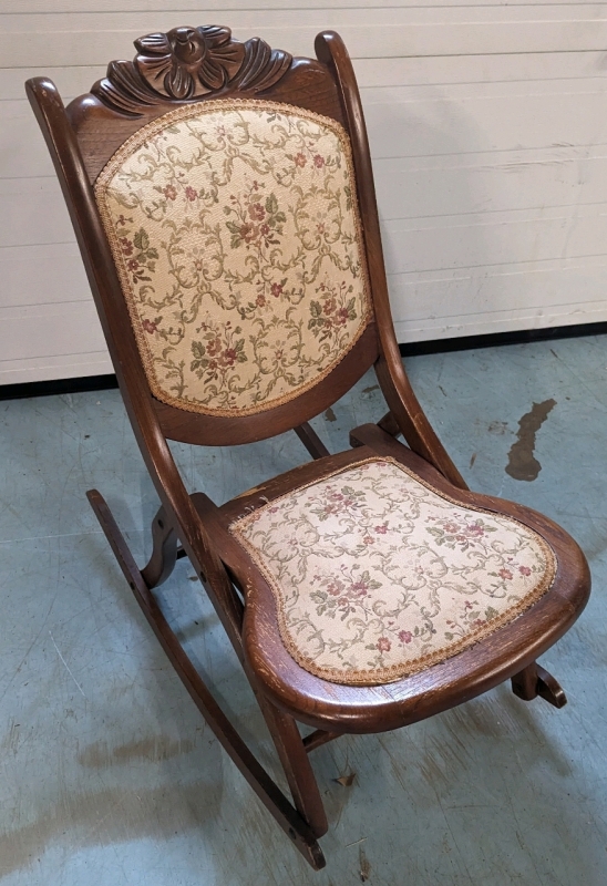 Vintage Wooden Fold up Rocking Chair.
