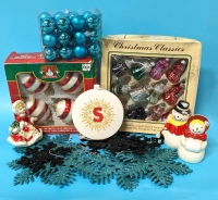 Vintage Christmas Decorations + 3 Signed Ceramic Figures