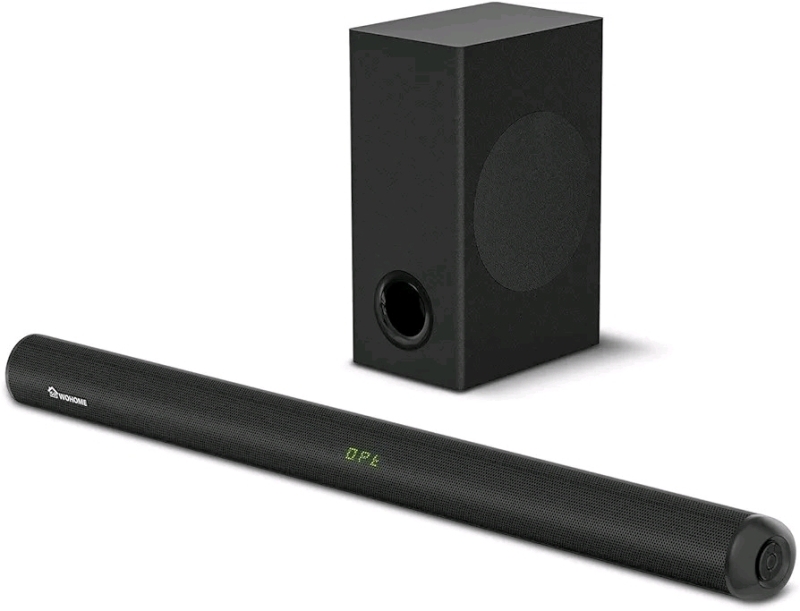 Wohome 2.1 Sound Bar for TV with Wired Subwoofer, 28 Inch 120W Wireless Bluetooth 5.0 Soundbar Speaker, HDMI-ARC/Optical/AUX/Coax/USB Input, DSP Technology, LED Display, Wall Mountable - S99