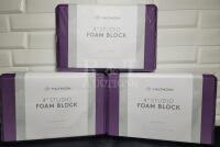 New Halfmoon Yoga 4" Studio Foam Blocks , Three (3) Purple Blocks