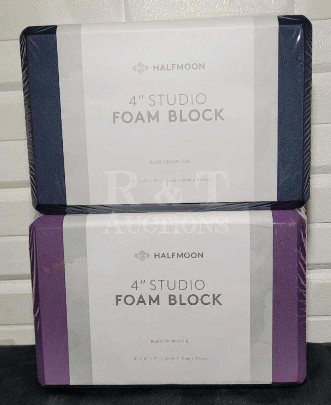 New Halfmoon Yoga 4" Studio Foam Blocks , Blue & Purple