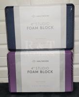 New Halfmoon Yoga 4" Studio Foam Blocks , Blue & Purple