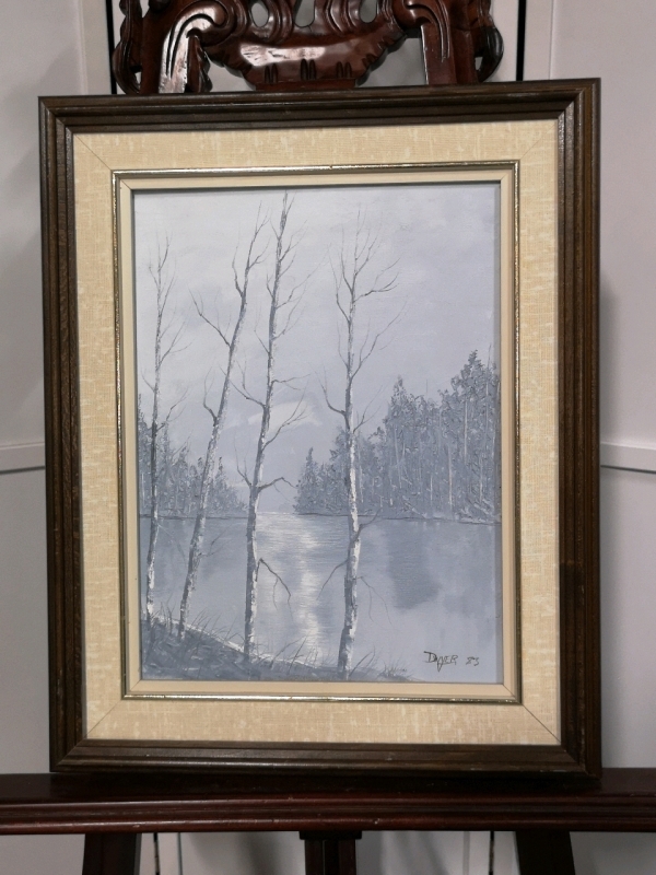 Vintage 1983 Oil on Canvas B.F.E Dwyer Signed - McQuaby Lake Newfoundland