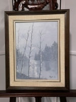 Vintage 1983 Oil on Canvas B.F.E Dwyer Signed - McQuaby Lake Newfoundland