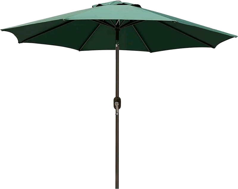 New - Blissun 9' Outdoor Patio Umbrella with Push Button Tilt and Crank , Dark Green