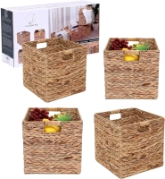 New - JCLD&YO9 Foldable Handwoven Water Hyacinth Storage Baskets , 12"×12"×12"