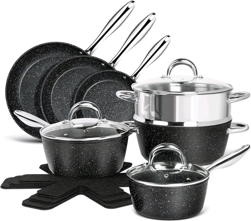 New - MICHELANGELO 16pc Pots and Pans Nonstick Kitchen Cookware Sets