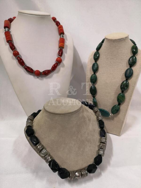 3 Chunky Colourful Stone Necklaces