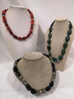 3 Chunky Colourful Stone Necklaces