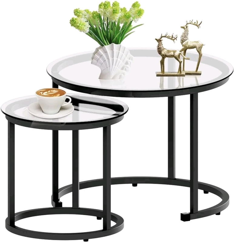 Aboxoo Nesting Coffee Tables - Glass Top