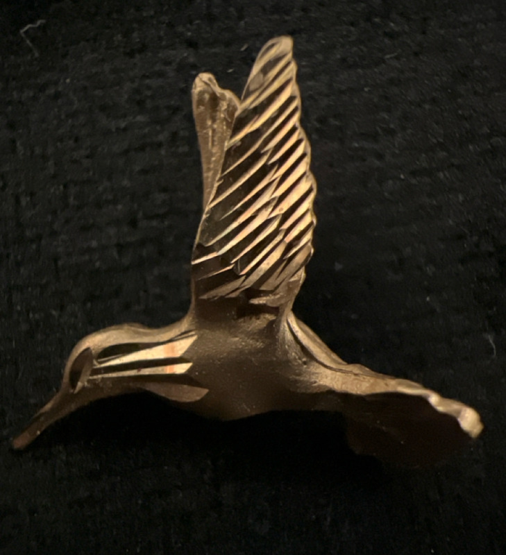 10K Gold JL Hummingbird Pendant Charm