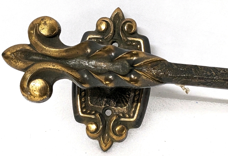 Vintage Brass Fleur de Lis Towel Rack 29.5" long