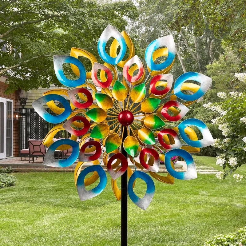 New - Pure Echo 24" Multi-Color Garden Wind Spinner . Missing Center Pole