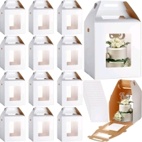 New - 24 Pieces 12 x 12 x 14 Inch Tall Cake Boxes with Window and Cake Boards