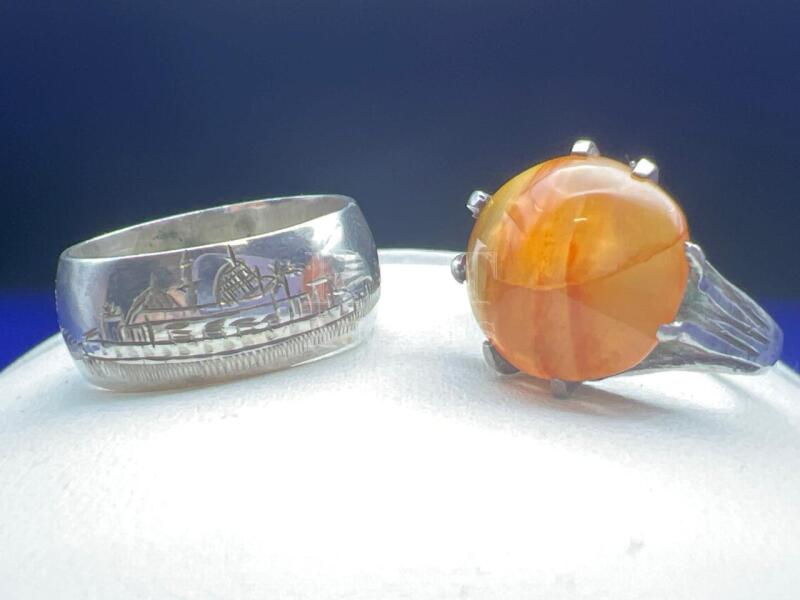 Two Estate Iraq Rings one Band one Stone